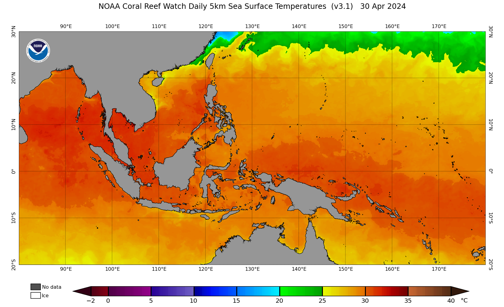 SST map - Sea Surface Temperature. Zone: Coral Triangle