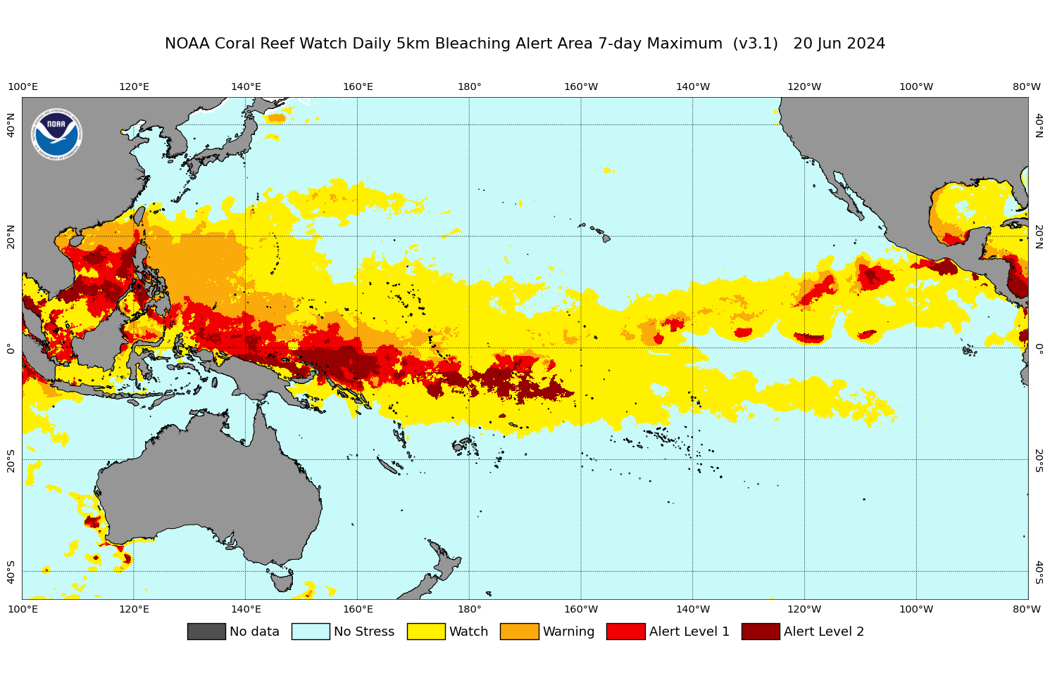 NOAA Coral Reef Watch Daily Bleaching Alter 7-day Maximum