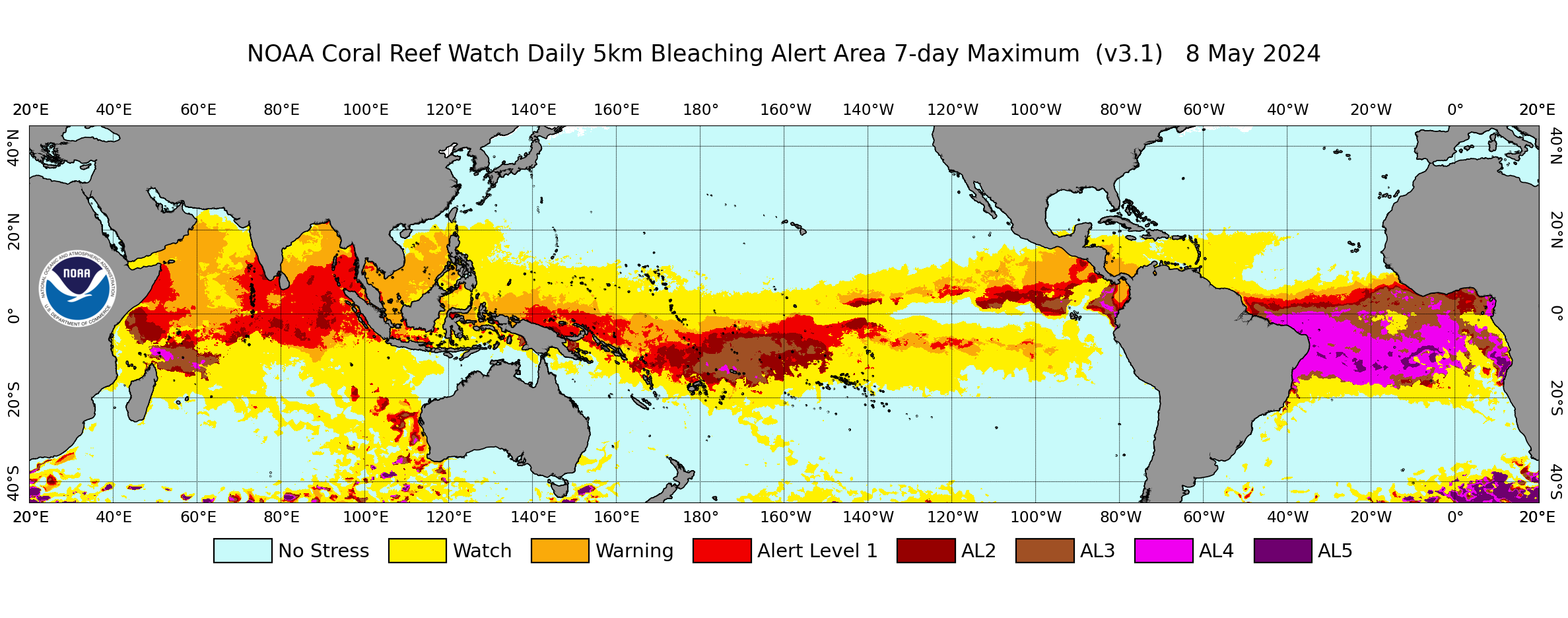 5km Coral Bleaching Heat Stress Monitoring