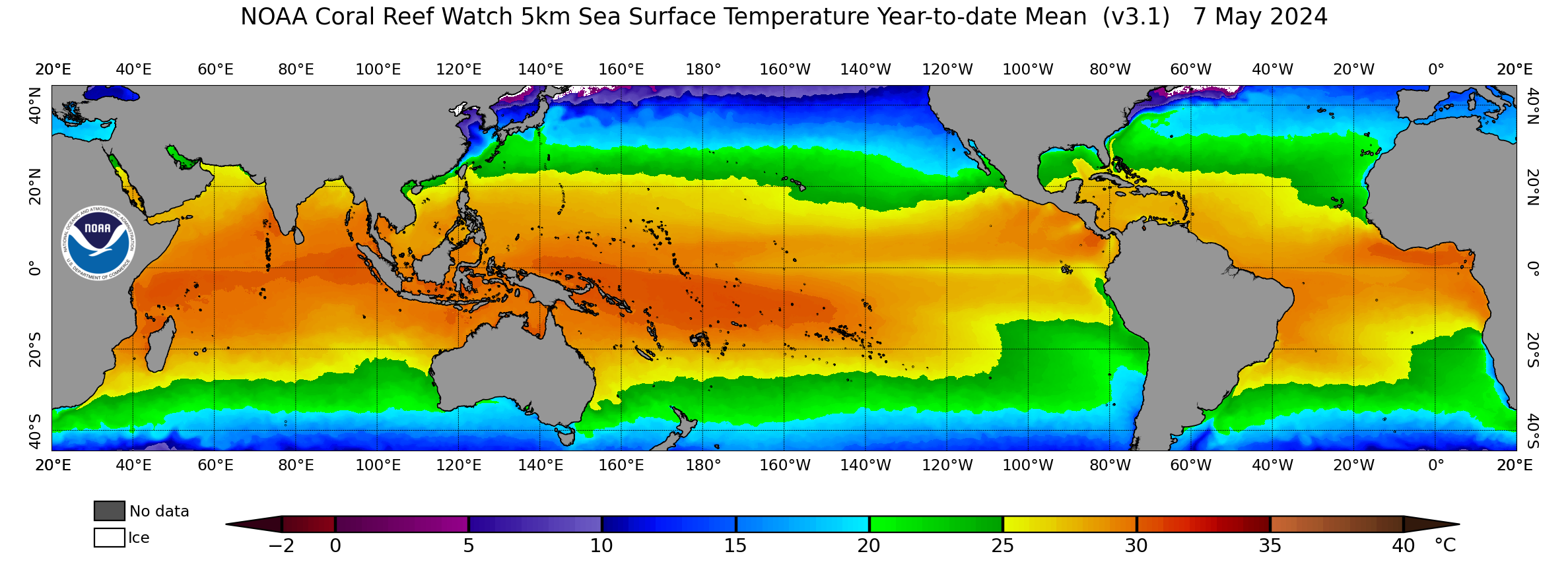 Global Year-to-date Mean 5-km Satellite Sea Surface Temperature image