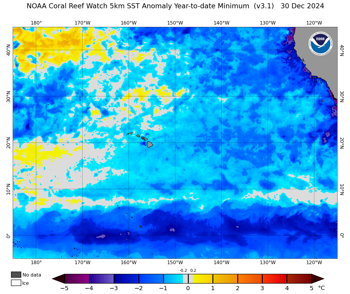 NOAA Coral Reef Watch Year-to-date Minimum Global 5km Satellite Sea ...