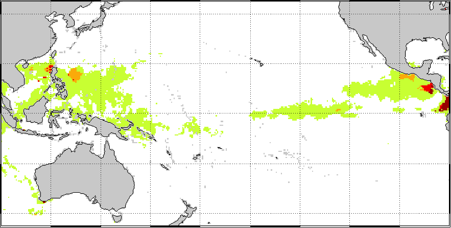 Sample 50 km Coral Bleaching Alert Area image for Pacific Ocean