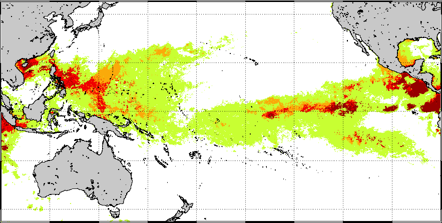 Sample 5 km Coral Bleaching Alert Area image for Pacific Ocean