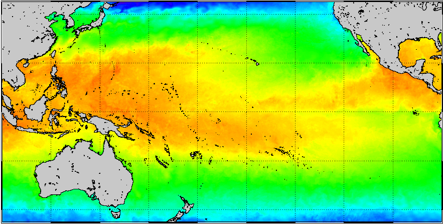 Sample 5 km SST image for Pacific Ocean