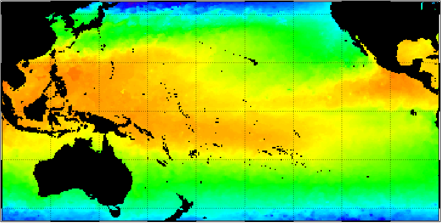 Sample 50 km SST image for Pacific Ocean