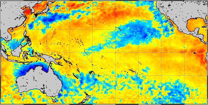 Sample 5 km SST anomaly image for Pacific Ocean