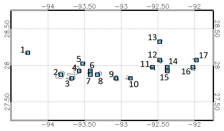 Station location chart for the region