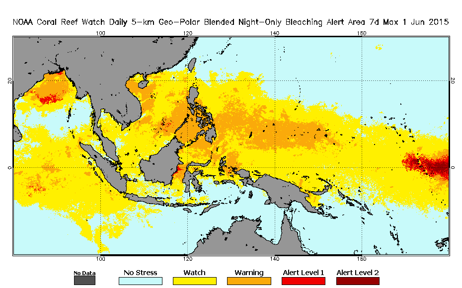 2015 June 01 Bleaching Alert Area Map - Coral Triangle