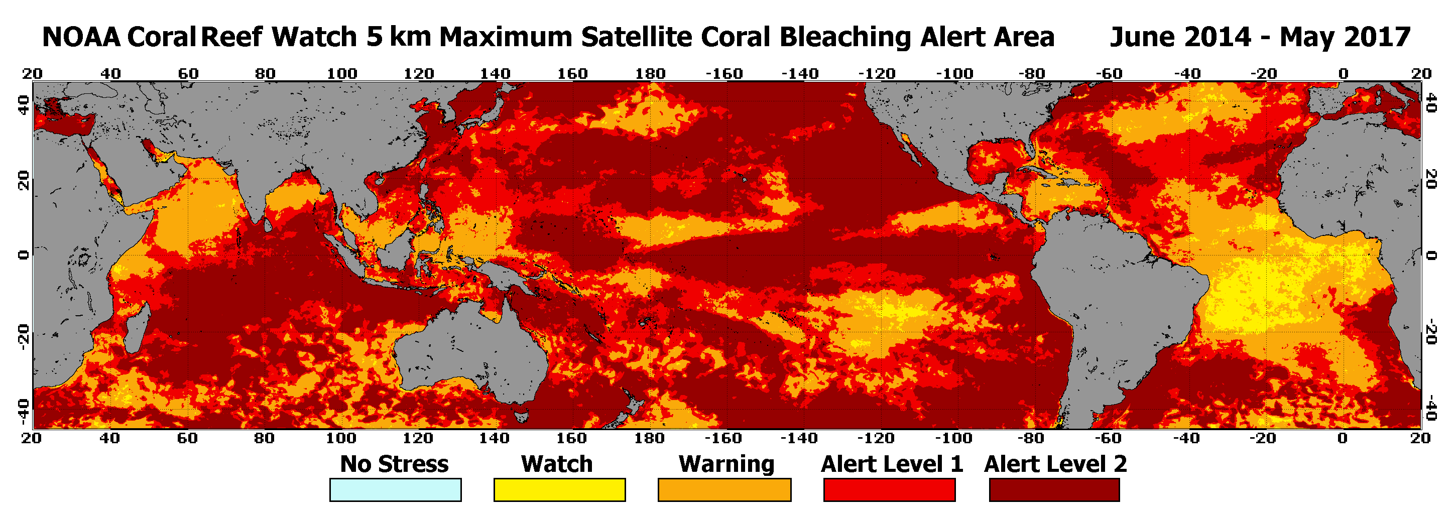 coral reef bleaching map