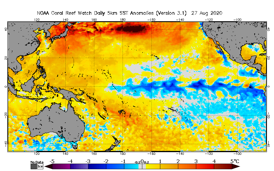 2020 Aug 27 SST Anomaly map