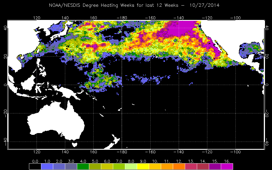 2014 October 27 Degree Heating Weeks map
