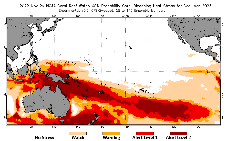 2022 Nov 29Four-Month Bleaching Outlook map for the Pacific Ocean