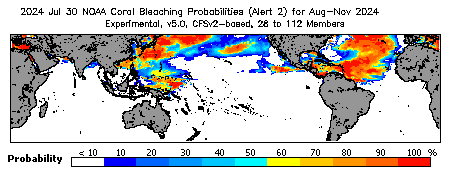Current Bleaching Heat Stress Outlook Probability - Alert Level 2