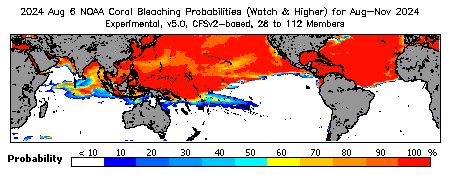 Current Bleaching Heat Stress Outlook Probability - Watch and higher