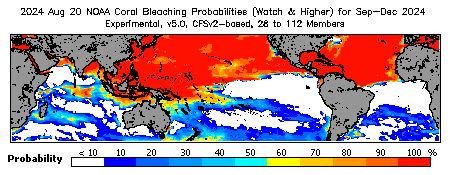 Current Bleaching Heat Stress Outlook Probability - Watch and higher
