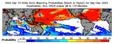 Current Bleaching Heat Stress Outlook Probability - Watch and higher