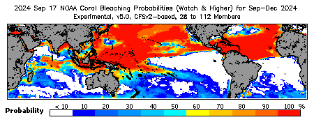 Current Bleaching Heat Stress Outlook Probability - Watch and higher
