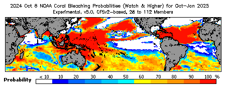 Current Bleaching Heat Stress Outlook Probability - Watch and higher