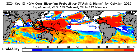 Current Bleaching Heat Stress Outlook Probability - Watch and higher