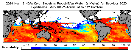Current Bleaching Heat Stress Outlook Probability - Watch and higher