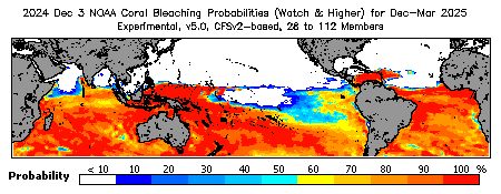 Current Bleaching Heat Stress Outlook Probability - Watch and higher