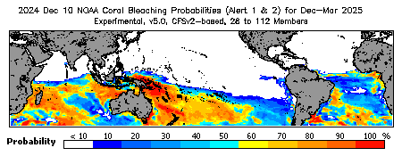 Current Bleaching Heat Stress Outlook Probability - Alert Levels 1 and 2