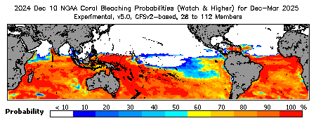 Current Bleaching Heat Stress Outlook Probability - Watch and higher