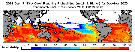 Current Bleaching Heat Stress Outlook Probability - Watch and higher