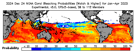 Current Bleaching Heat Stress Outlook Probability - Watch and higher