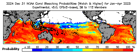 Current Bleaching Heat Stress Outlook Probability - Watch and higher