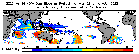 Current Bleaching Heat Stress Outlook Probability - Alert Level 2