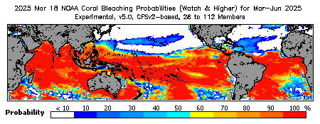 Current Bleaching Heat Stress Outlook Probability - Watch and higher