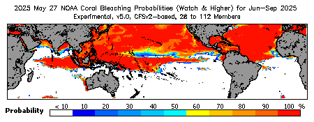 Current Bleaching Heat Stress Outlook Probability - Watch and higher