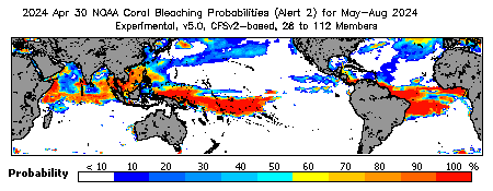 Current Bleaching Heat Stress Outlook Probability - Alert level 2